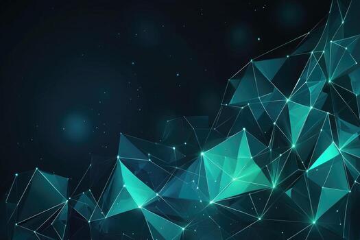 Futuristic digital network visualization with glowing nodes and lines, representing data connections, technology, and modern communication photo