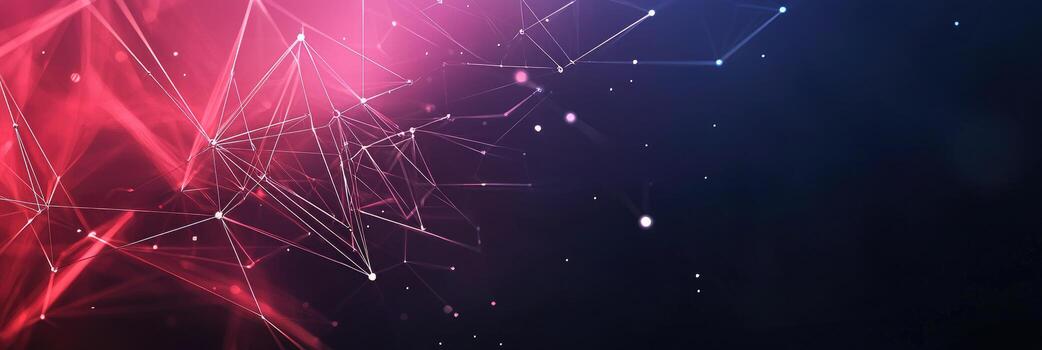 Futuristic digital network visualization with glowing nodes and lines, representing data connections, technology, and modern communication photo