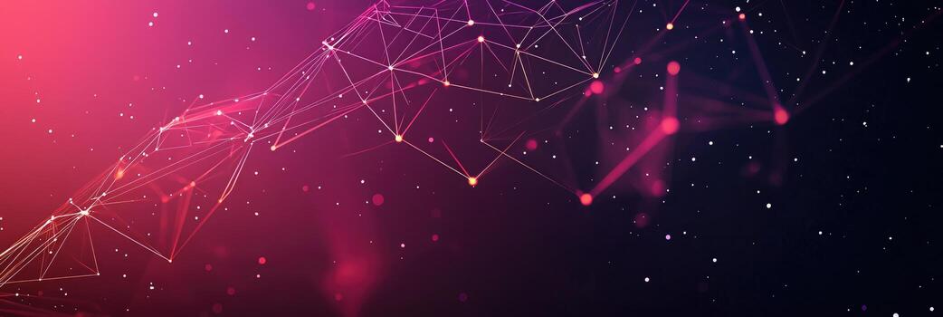 Futuristic digital network visualization with glowing nodes and lines, representing data connections, technology, and modern communication photo
