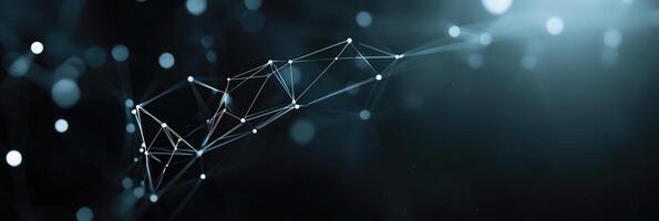 Futuristic digital network visualization with glowing nodes and lines, representing data connections, technology, and modern communication photo