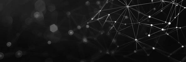 Futuristic digital network visualization with glowing nodes and lines, representing data connections, technology, and modern communication photo