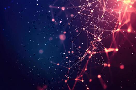 futurista digital red visualización con brillante nodos y líneas, representando datos conexiones, tecnología, y moderno comunicación foto