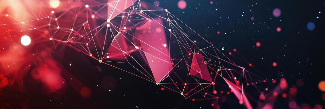 futurista digital red visualización con brillante nodos y líneas, representando datos conexiones, tecnología, y moderno comunicación foto