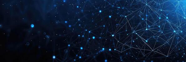 Futuristic digital network visualization with glowing nodes and lines, representing data connections, technology, and modern communication photo