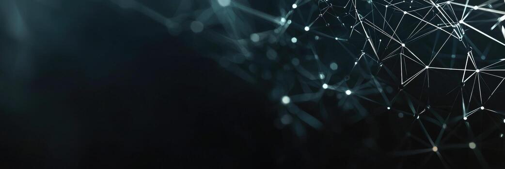 Futuristic digital network visualization with glowing nodes and lines, representing data connections, technology, and modern communication photo