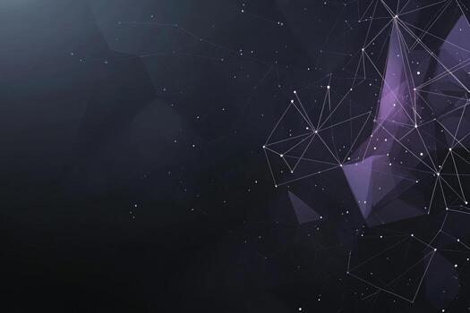 Futuristic digital network visualization with glowing nodes and lines, representing data connections, technology, and modern communication photo