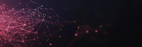 Futuristic digital network visualization with glowing nodes and lines, representing data connections, technology, and modern communication photo