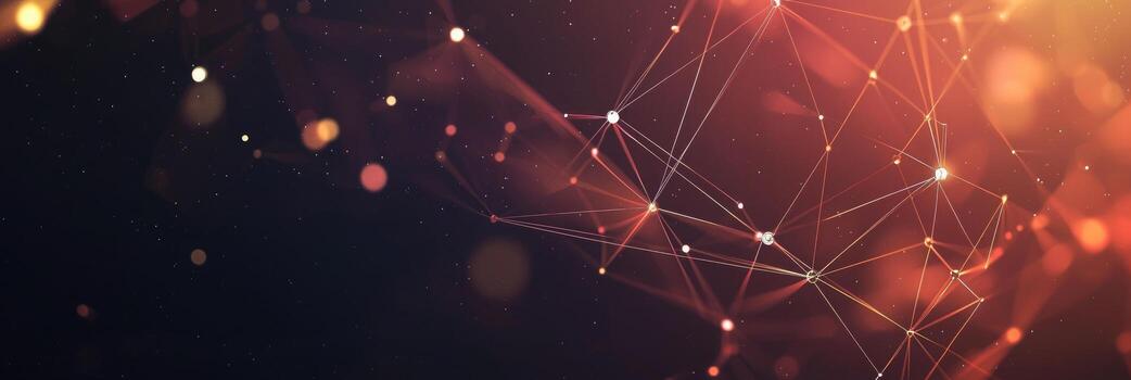 Futuristic digital network visualization with glowing nodes and lines, representing data connections, technology, and modern communication photo