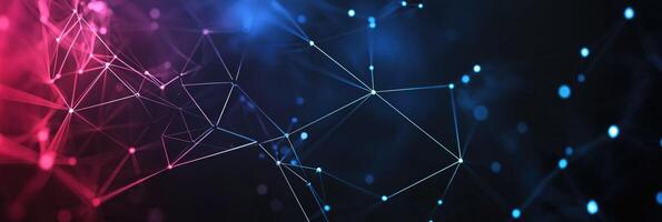 Futuristic digital network visualization with glowing nodes and lines, representing data connections, technology, and modern communication photo