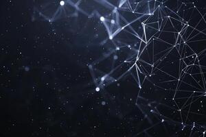 Futuristic digital network visualization with glowing nodes and lines, representing data connections, technology, and modern communication photo