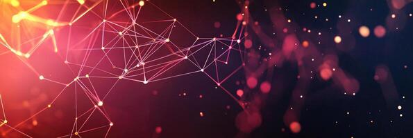 Futuristic digital network visualization with glowing nodes and lines, representing data connections, technology, and modern communication photo