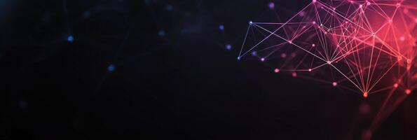 Futuristic digital network visualization with glowing nodes and lines, representing data connections, technology, and modern communication photo