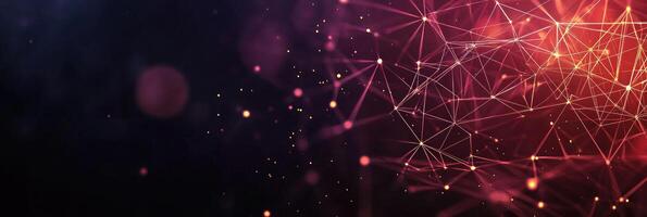 Futuristic digital network visualization with glowing nodes and lines, representing data connections, technology, and modern communication photo