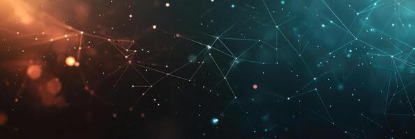 Futuristic digital network visualization with glowing nodes and lines, representing data connections, technology, and modern communication photo