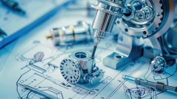 Detailed view of interlocking metallic gears in motion, showcasing the complexity and precision of mechanical engineering and machinery photo