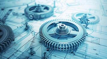 Detailed view of interlocking metallic gears in motion, showcasing the complexity and precision of mechanical engineering and machinery photo