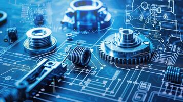 Detailed view of interlocking metallic gears in motion, showcasing the complexity and precision of mechanical engineering and machinery photo