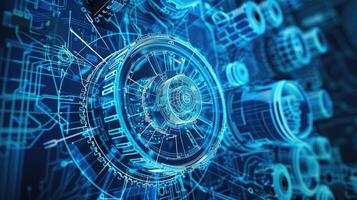 Detailed view of interlocking metallic gears in motion, showcasing the complexity and precision of mechanical engineering and machinery photo