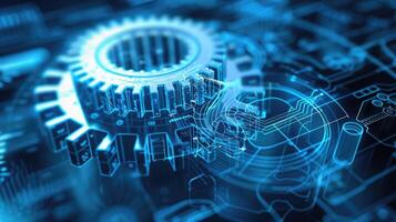Detailed view of interlocking metallic gears in motion, showcasing the complexity and precision of mechanical engineering and machinery photo