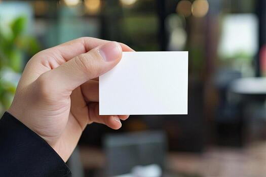 Blank business cards on table. Mockup for branding identity photo