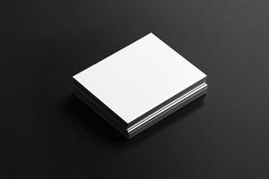 Blank business cards on table. Mockup for branding identity photo