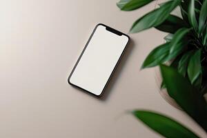 Smartphone with blank screen on white background. Mockup for design photo