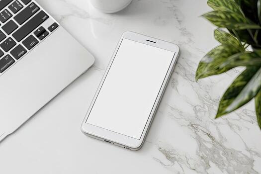 Smartphone with blank screen on white background. Mockup for design photo