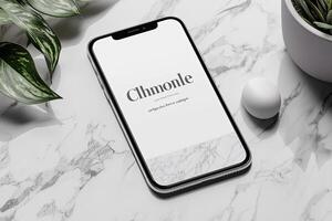 Smartphone with blank screen on white background. Mockup for design photo