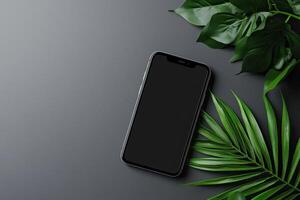 Smartphone with blank screen on white background. Mockup for design photo