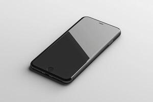 Smartphone with blank screen placed on background surface photo