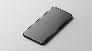 Smartphone with blank screen placed on background surface photo