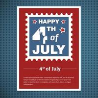 Happy fourth of july card with stamp and text vector