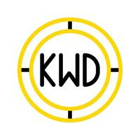 Kuwaiti dinar currency icon. symbol coins with modern color outline style. editable stroke illustration. vector