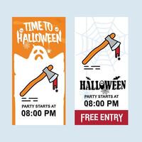 Happy Halloween invitation design with axe element vector