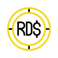 Dominican peso currency icon. financial coin symbol with modern color outline style. editable stroke illustration. vector