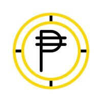 Philippine peso currency icon. financial coin symbol with modern color outline style. editable stroke illustration. vector