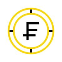 Swiss franc currency icon. financial coin symbol with modern color outline style. editable stroke illustration. vector