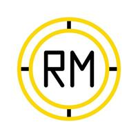 Malaysian ringgit currency icon. financial coin symbol with modern color outline style. editable stroke illustration. vector