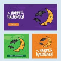 Happy Halloween invitation design with moon element vector