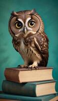 Owl on books photo