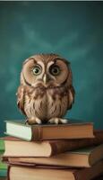 Owl on books photo