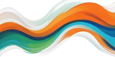 Abstract wave background with orange, blue and green colors photo
