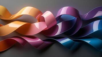 Colorful ribbons on a black background photo