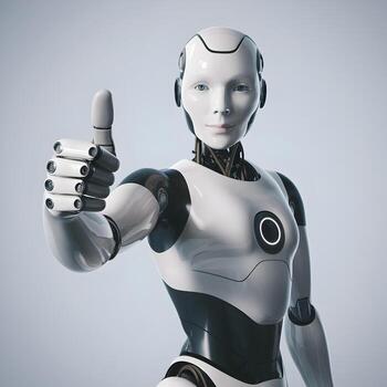 A robot with a thumbs up gesture photo
