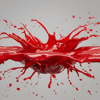 Red liquid splashing on a white background photo