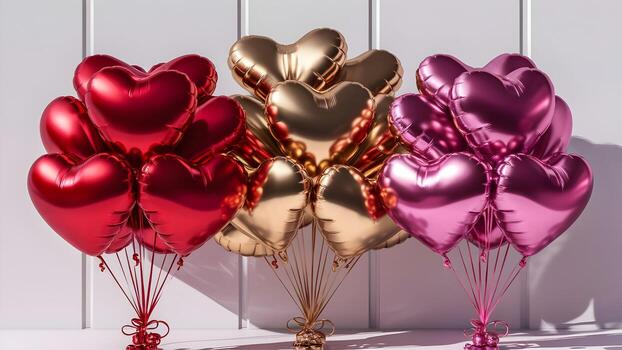 Heart shaped balloons in different colors photo