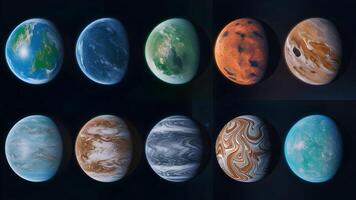 The planets in different colors and sizes photo
