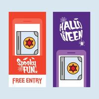 Happy Halloween invitation design with devil book element vector