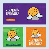 Happy Halloween invitation design with moon element vector