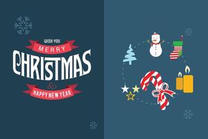 Merry Christmas card with elegent design and typography element vector